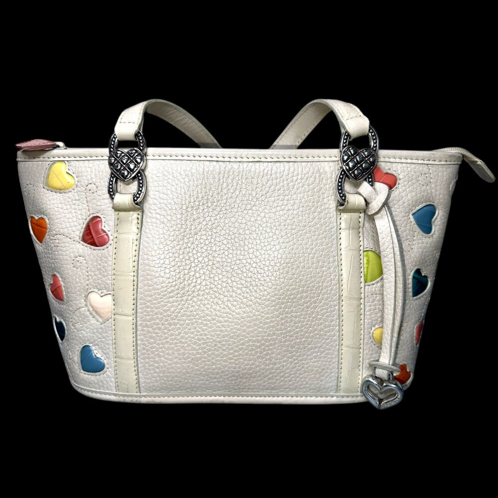 Brighton Fresca Shoulder Bag Ivory Purse Leather Pastel Hearts Spring